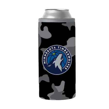 Logo Brands Minnesota Timberwolves Black Camo 12oz Slim Can Coolie 717-S12C-X15B